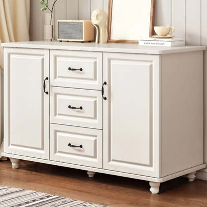 Freestanding Wood Slab White Buffet — Dark Walnut