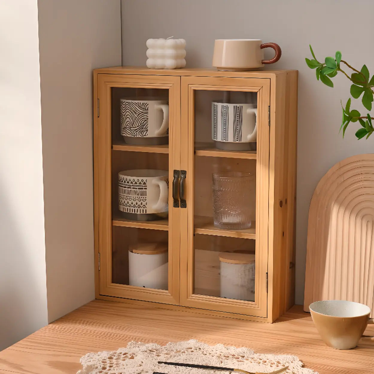Freestanding Wood Rectangular Small China Cabinet