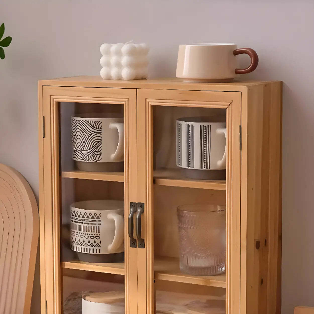 Freestanding Wood Rectangular Small China Cabinet
