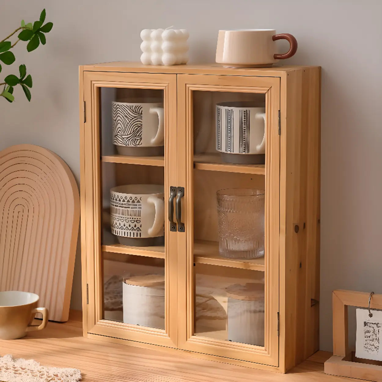 Freestanding Wood Rectangular Small China Cabinet
