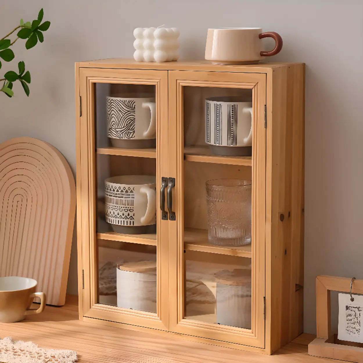 Freestanding Wood Rectangular Small China Cabinet