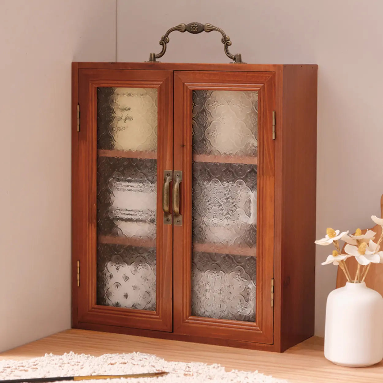 Freestanding Wood Rectangular Small China Cabinet
