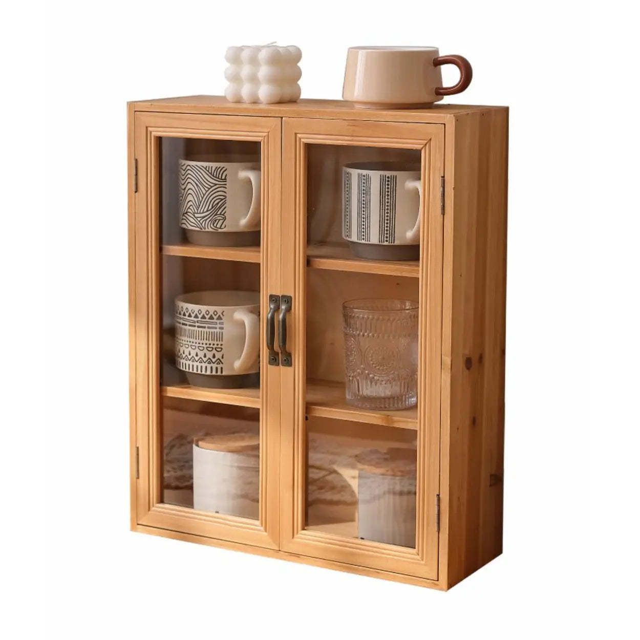 Freestanding Wood Rectangular Small China Cabinet