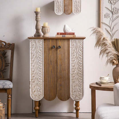 French Vintage Embossed Wood Console Table