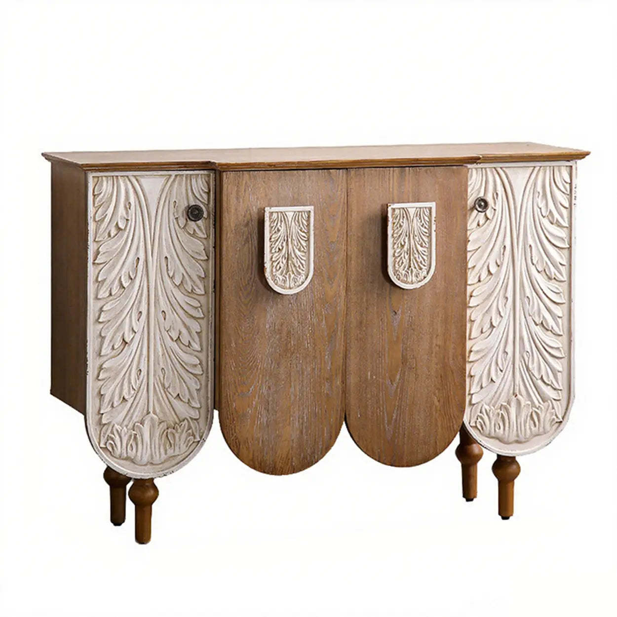 French Vintage Embossed Wood Console Table