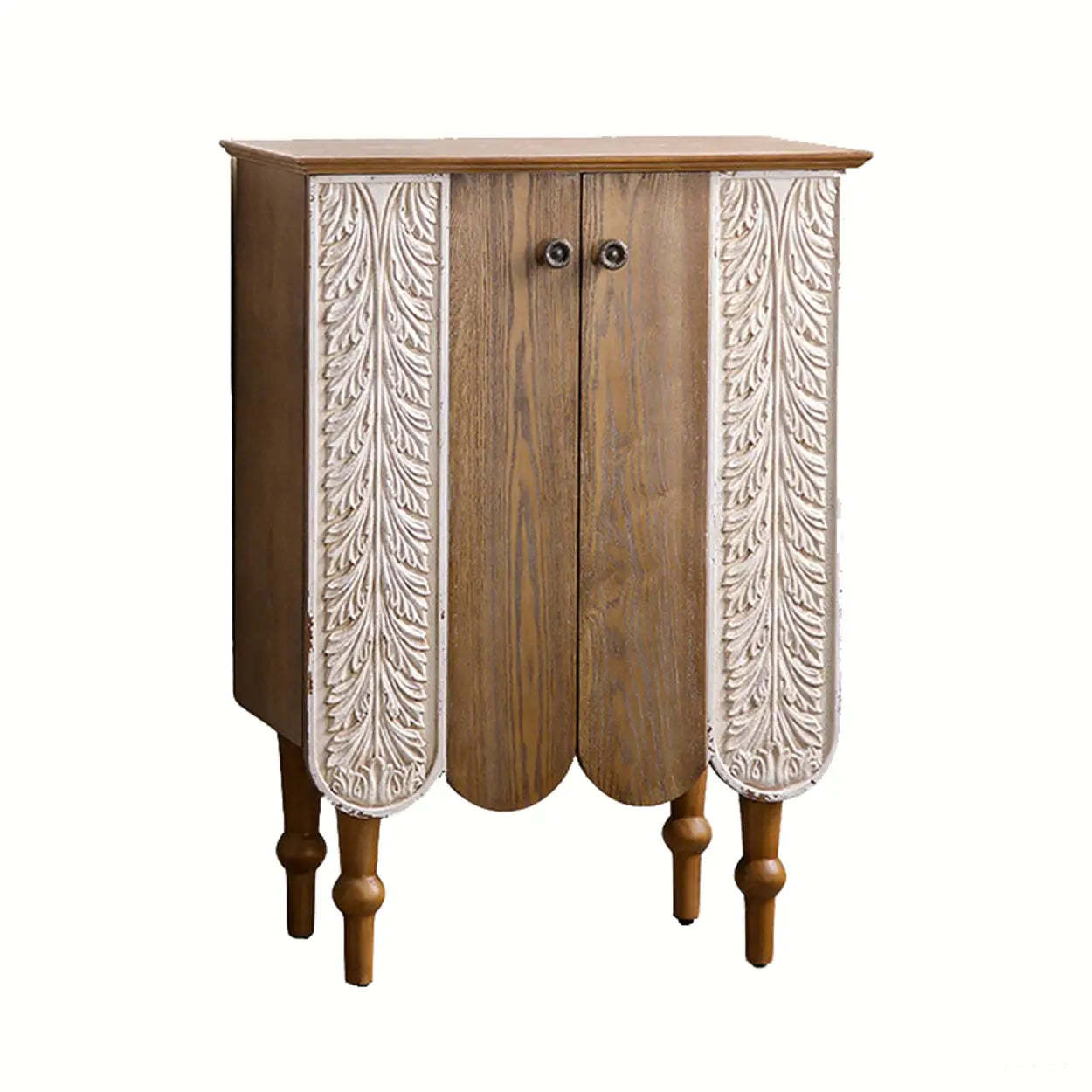 French Vintage Embossed Wood Console Table