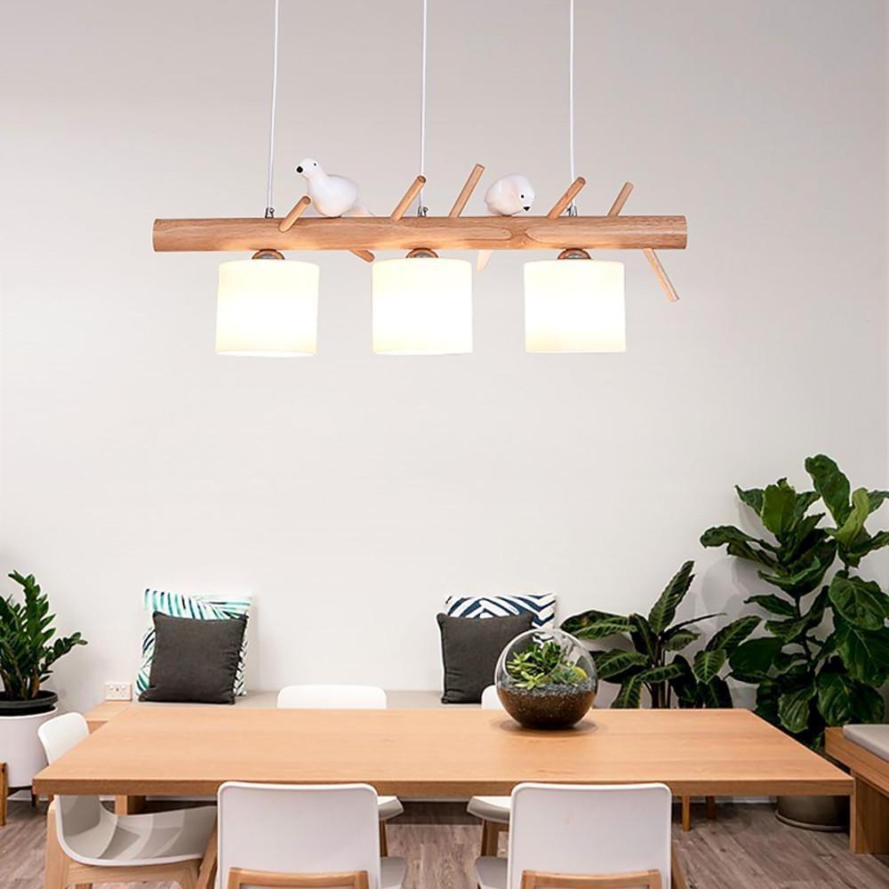 Rustic Island Kitchen Pendant Lighting Wood Bamboo Glass Pendant Lighting-Lighom