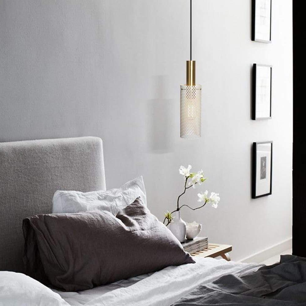 Cylinder Hanging Pendant Lights Metal Modern LED Bedroom Ceiling Lights-Lighom