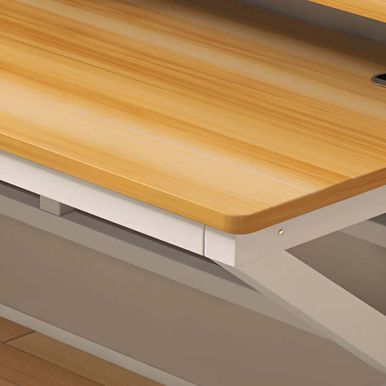Functional White Wood Rectangle Double Computer Desk — White-Black / Table Only