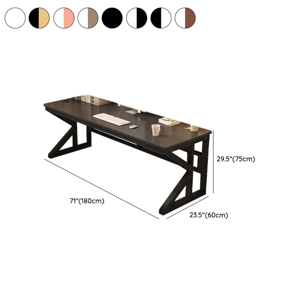 Functional White Wood Rectangle Double Computer Desk — Gray Oak/ White / Table Only