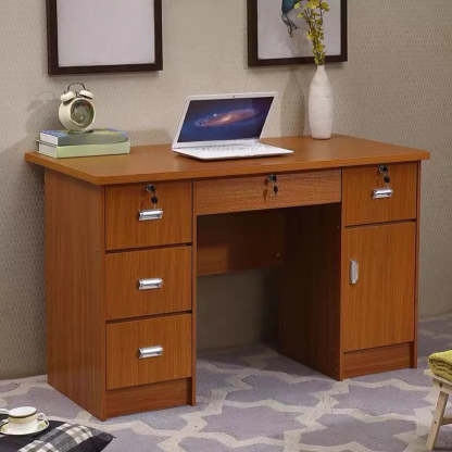 Functional Wood Keyboard Tray Drawer Computer Desk — Without Chairs / White