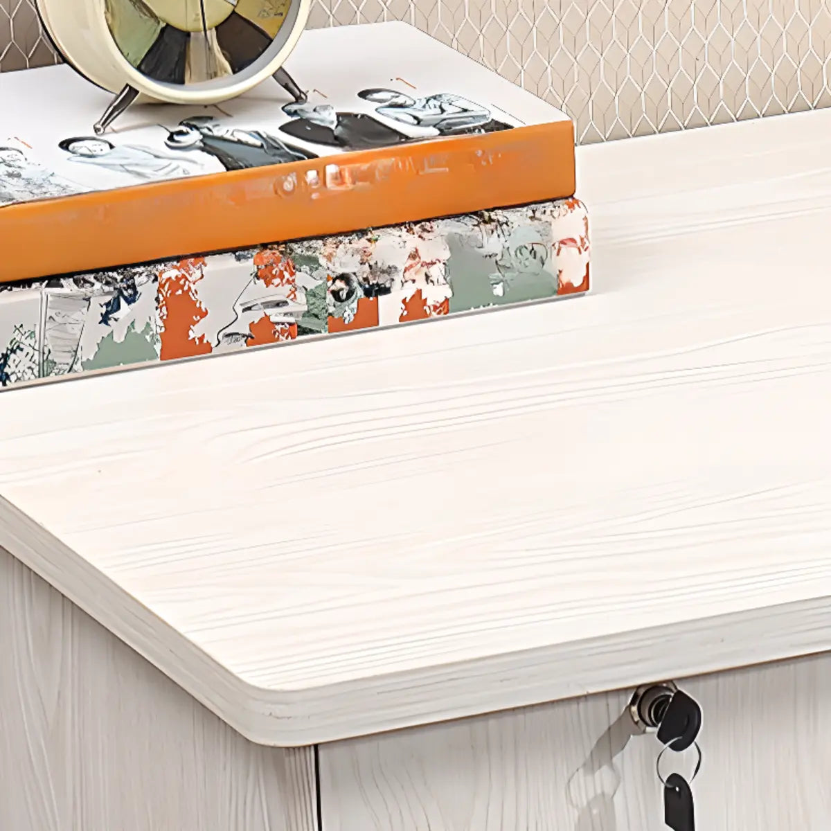 Functional Wood Keyboard Tray Drawer Computer Desk — Without Chairs / White
