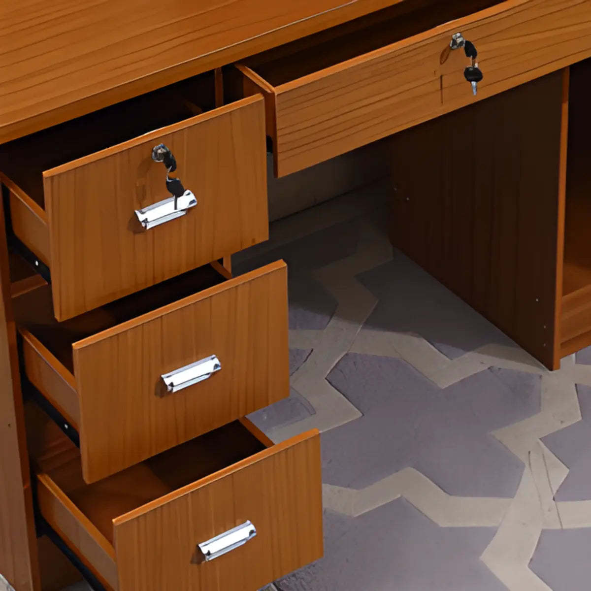 Functional Wood Keyboard Tray Drawer Computer Desk