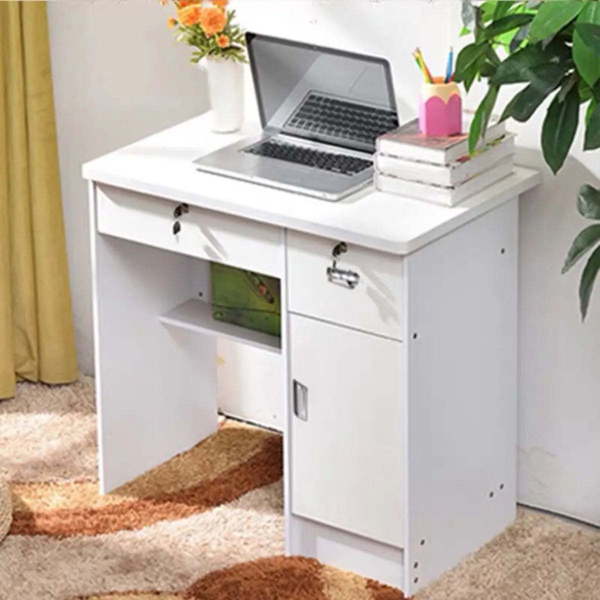 Functional Wood Keyboard Tray Drawer Computer Desk — Without Chairs / Natural