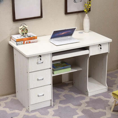 Functional Wood Keyboard Tray Drawer Computer Desk — Without Chairs / Natural
