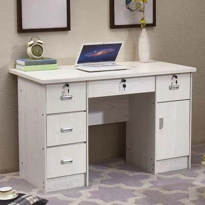 Functional Wood Keyboard Tray Drawer Computer Desk — Without Chairs / Nut-Brown
