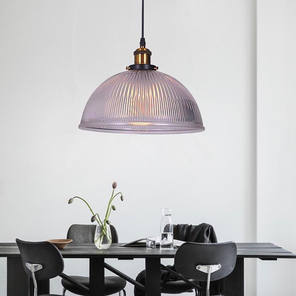Industrial bowl-shaped pendant lighting in glass — Set of 2