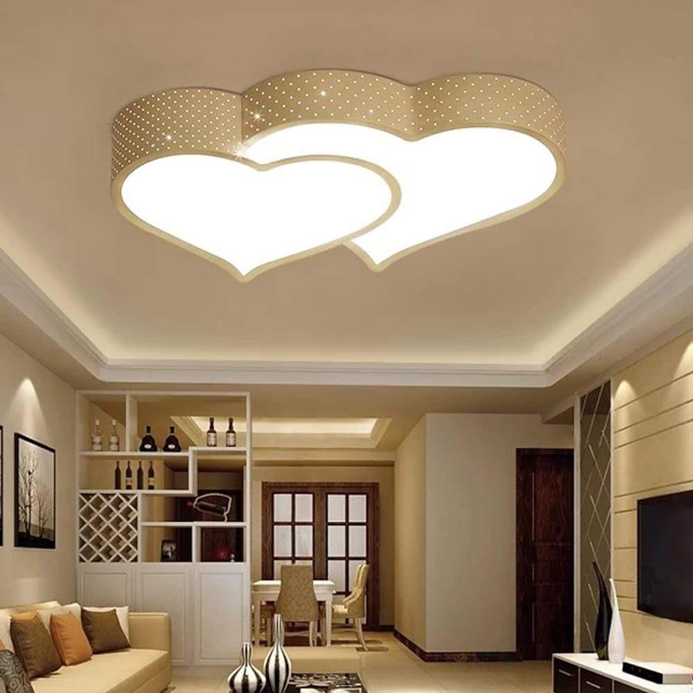 Heart Shaped Painted Metal Flush Mount Ceiling Light With Dimmable Ambient LED Light-Lighom