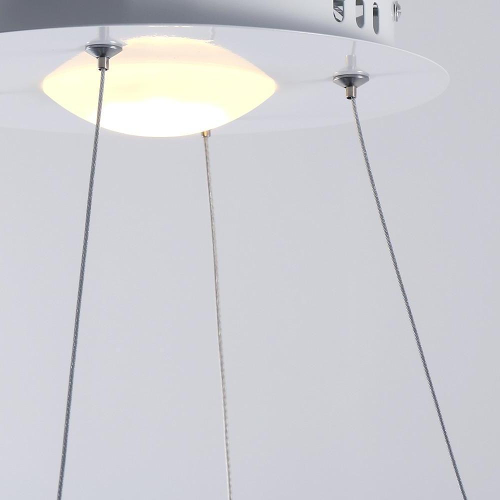 LED Circular Sturdy Modernistic Brushed Nickel Pendant Light With Remote Controller-Lighom