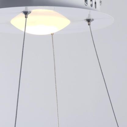 LED Circular Sturdy Modernistic Brushed Nickel Pendant Light With Remote Controller-Lighom