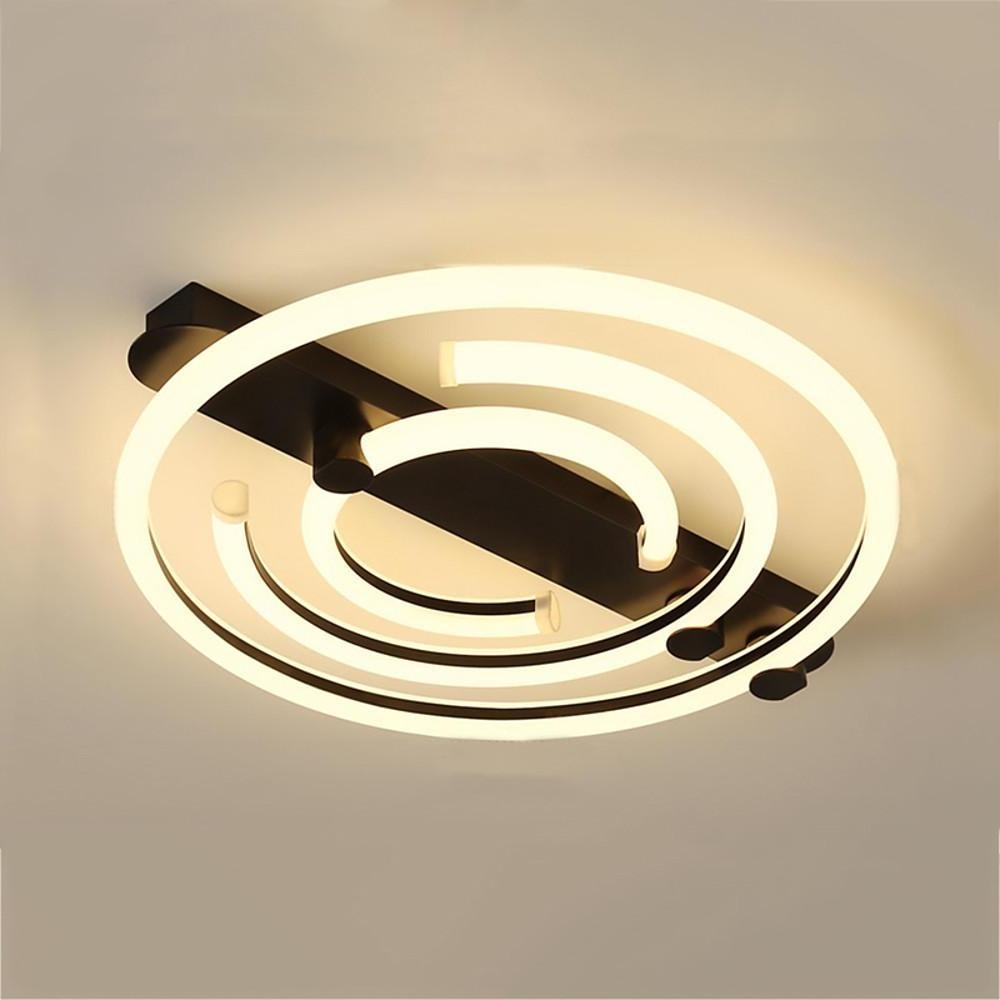 Circular abstract flush mount lighting in synthetic — Warm White (3000K) / Matte Black