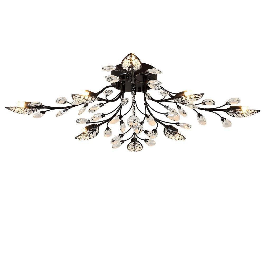 Vintage Crystal Branch Leaf Chandelier, Antique