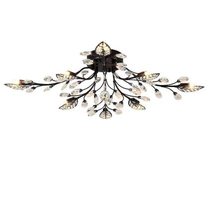 Vintage Crystal Branch Leaf Chandelier, Antique