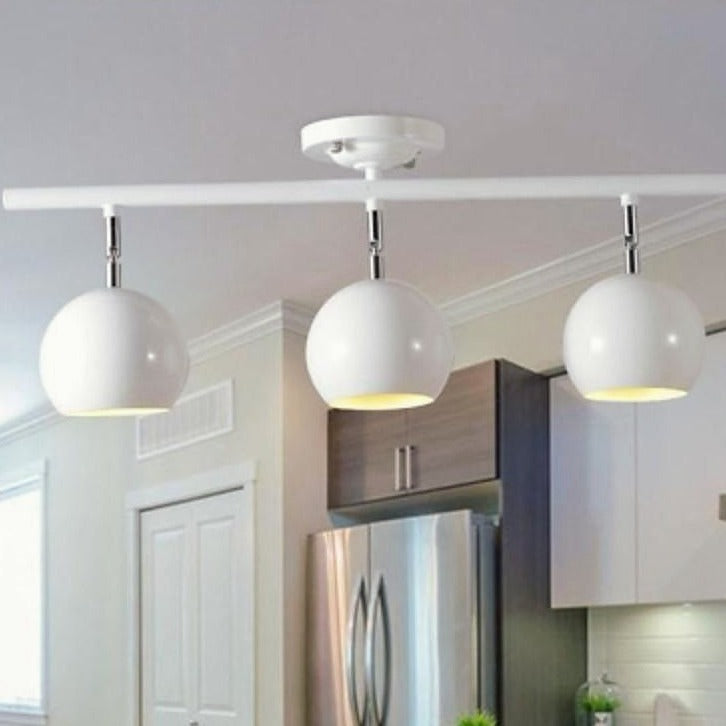 Modern 3-light semi-flush white metal flush mount lighting, Lighom — Cool White (6000K)