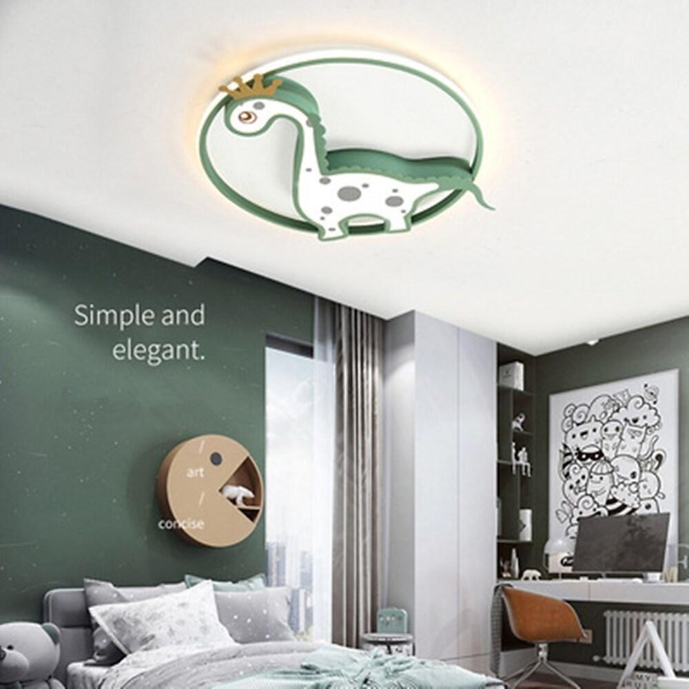 Circle Dinosaur Novelty LED Flush Mount Ceiling Light Baby Kids Lights for Bedroom-Lighom
