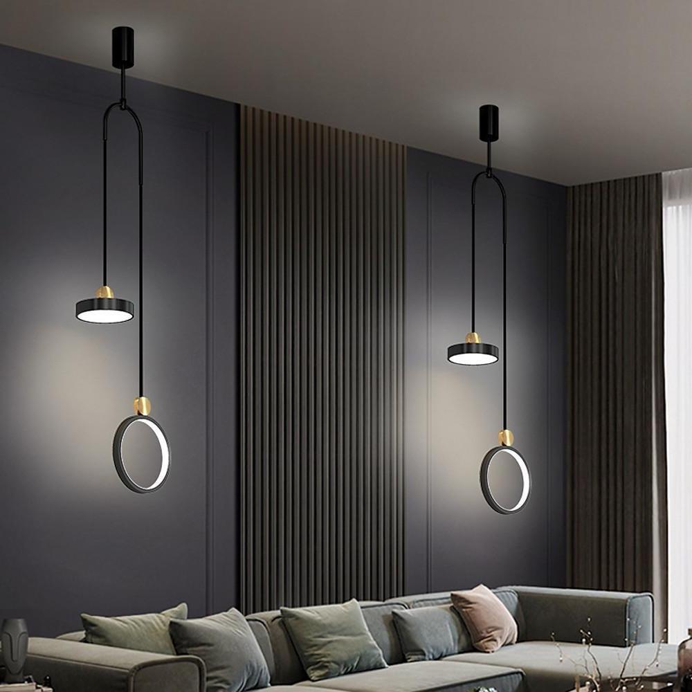 Modern 2-Circle LED Island Hanging Pendant Light — Gold