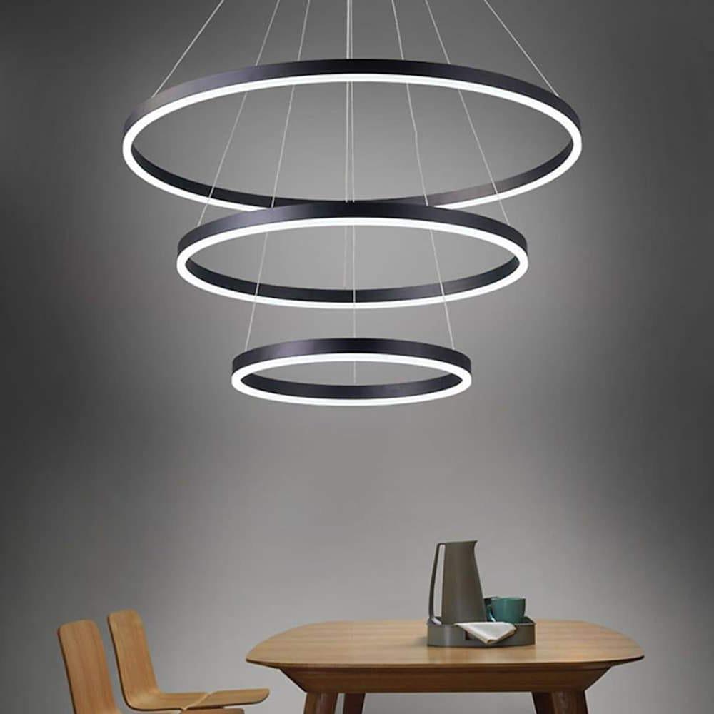 3 Circle Graduated Bedroom Pendant Lights Remote Control Pendant Lighting-Lighom