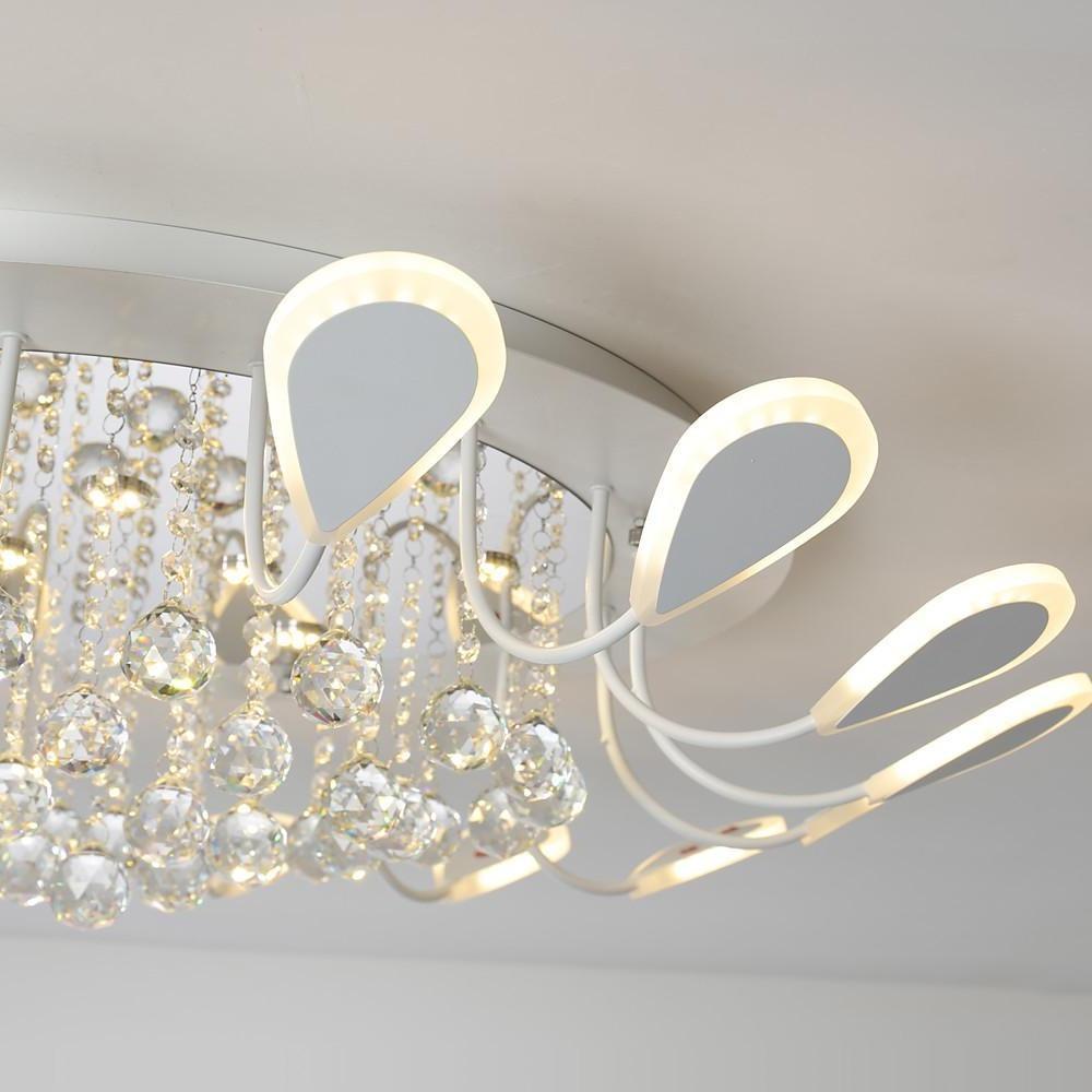 Flower-Shaped Dimmable LED Crystal Modern Flush Mount Light