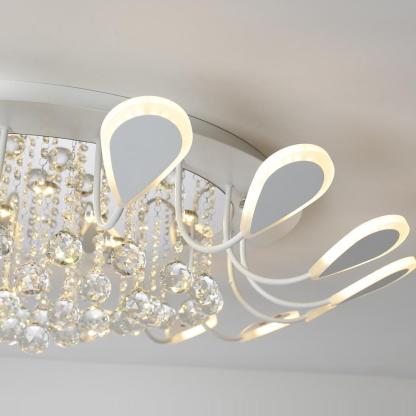 Flower-Shaped Dimmable LED Crystal Modern Flush Mount Light
