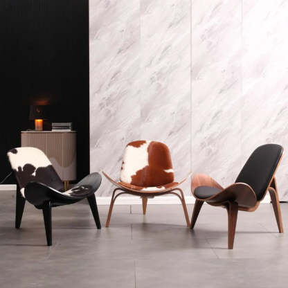 Genuine Leather Print Four Leg Side Chair — Black / Genuine Leather