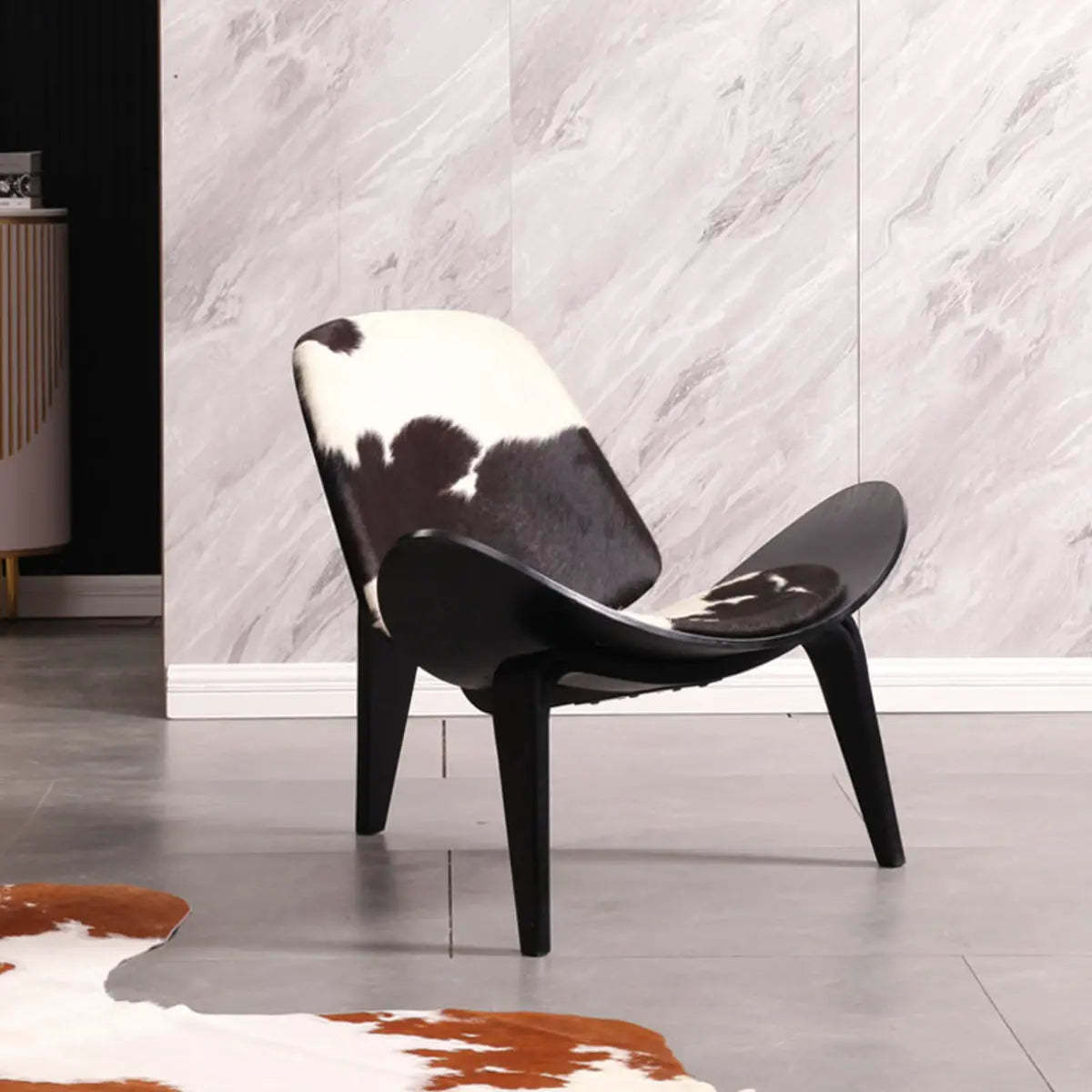 Genuine Leather Print Four Leg Side Chair — Brown / Genuine Leather