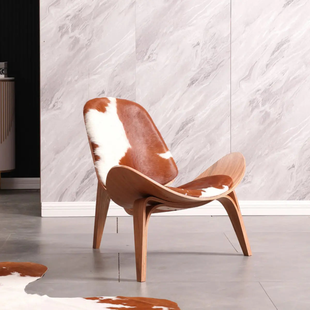 Genuine Leather Print Four Leg Side Chair