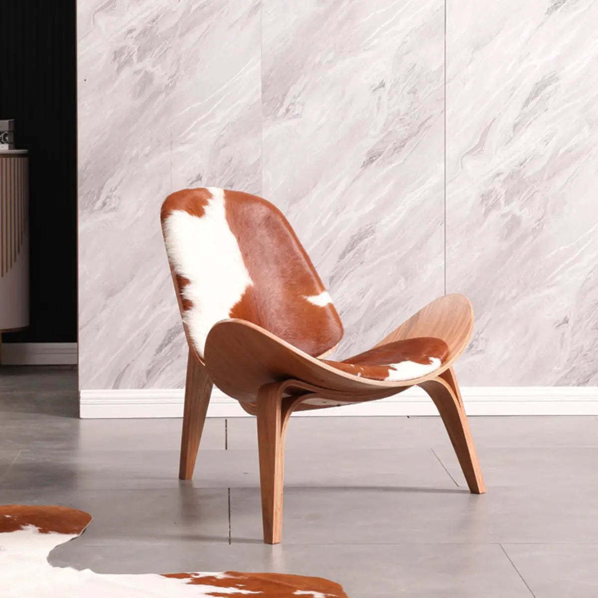 Genuine Leather Print Four Leg Side Chair