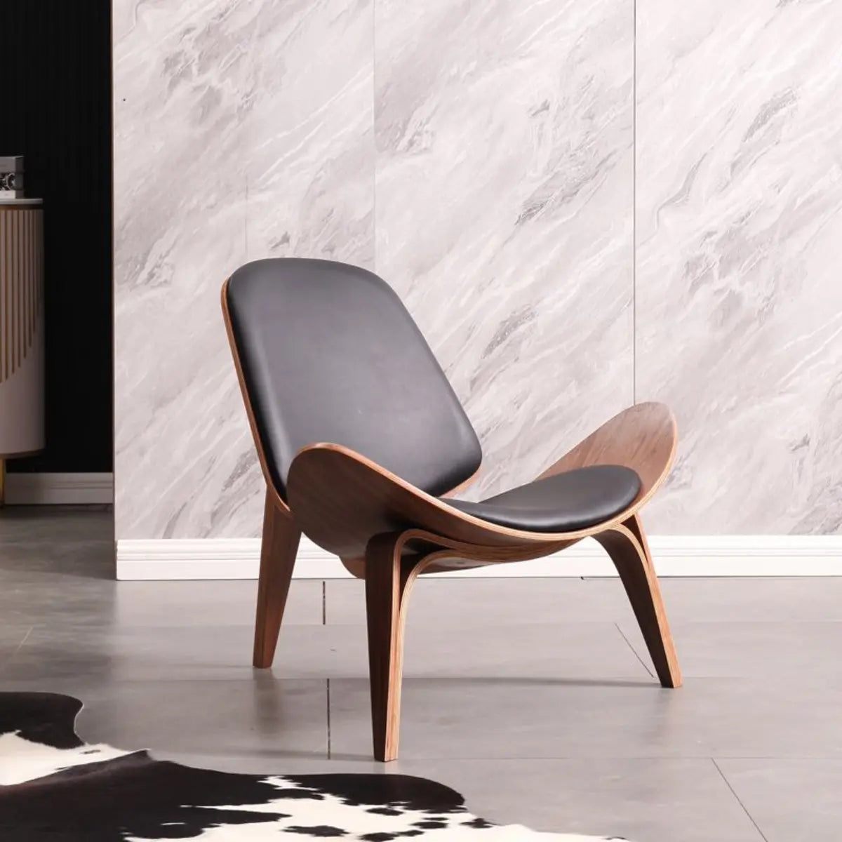 Genuine Leather Print Four Leg Side Chair