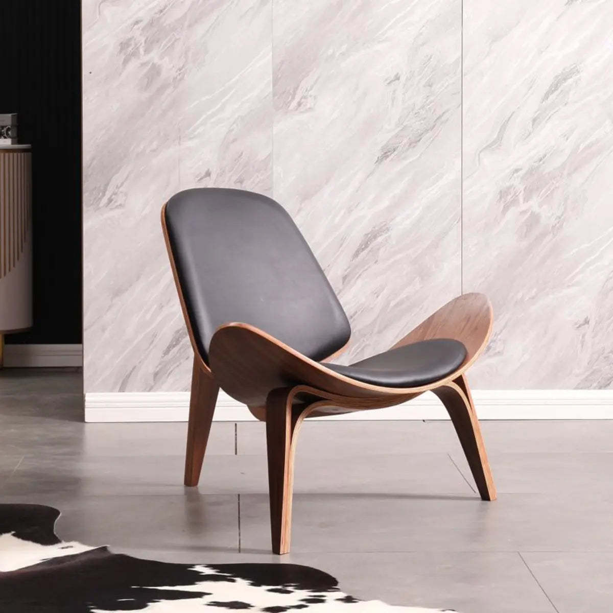 Genuine Leather Print Four Leg Side Chair
