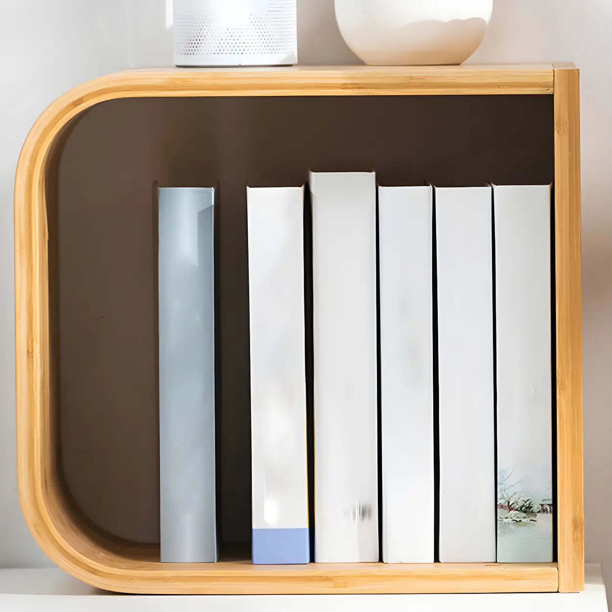 Natural Bamboo Geometric Open-Back Bookcase