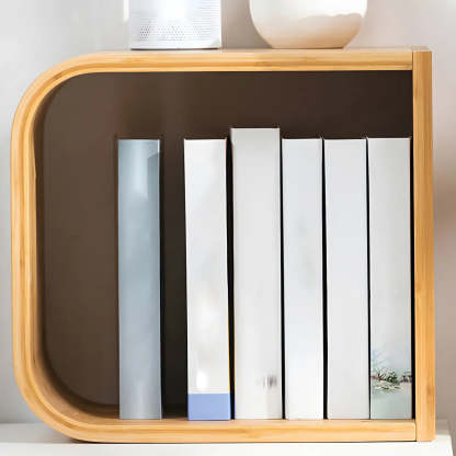Natural Bamboo Geometric Open-Back Bookcase