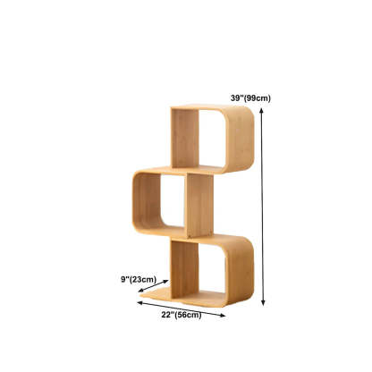 Natural Bamboo Geometric Open-Back Bookcase