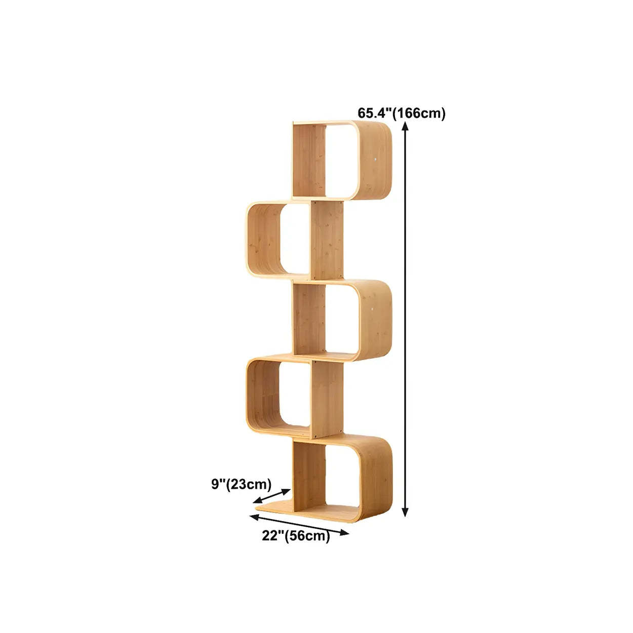 Natural Bamboo Geometric Open-Back Bookcase