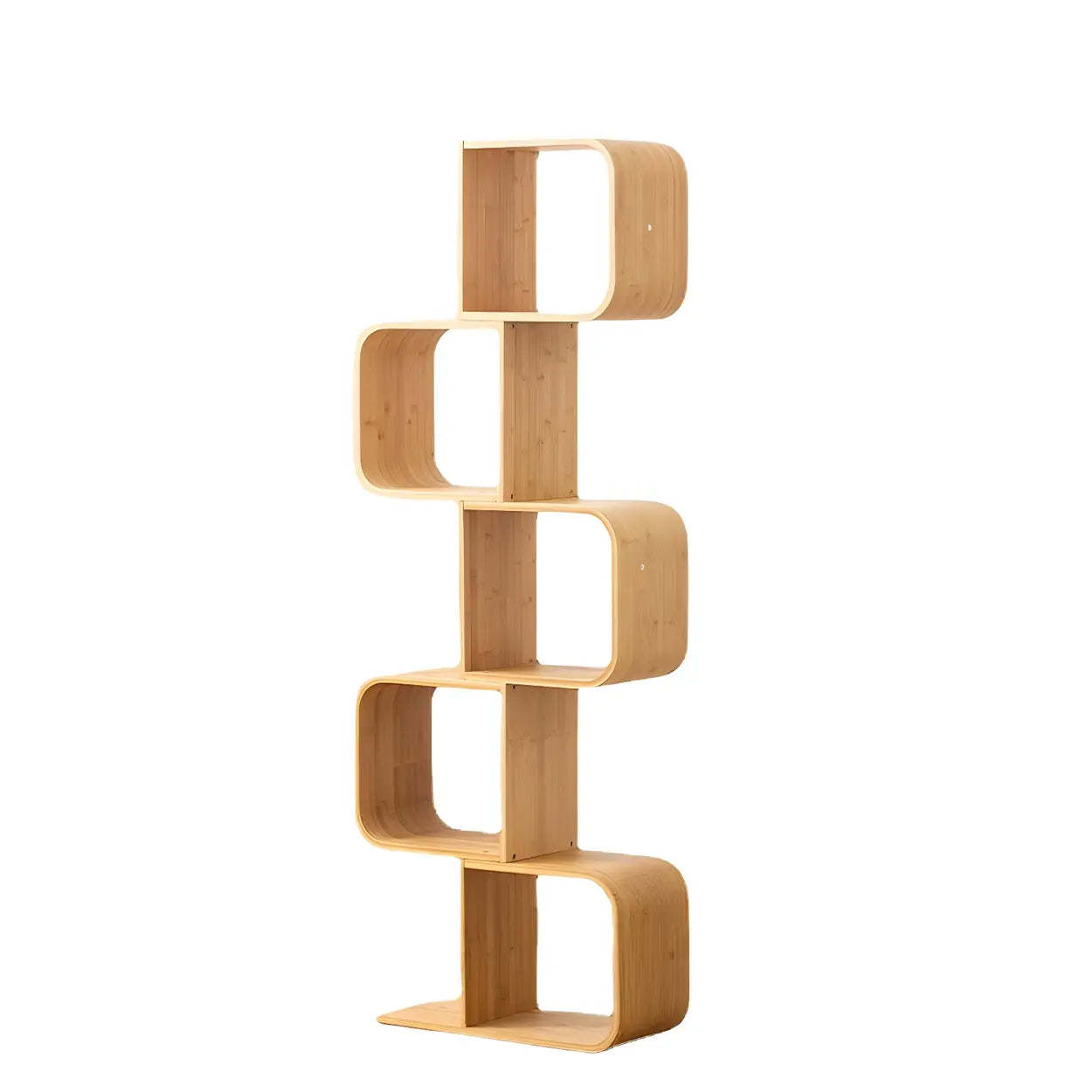 Natural Bamboo Geometric Open-Back Bookcase