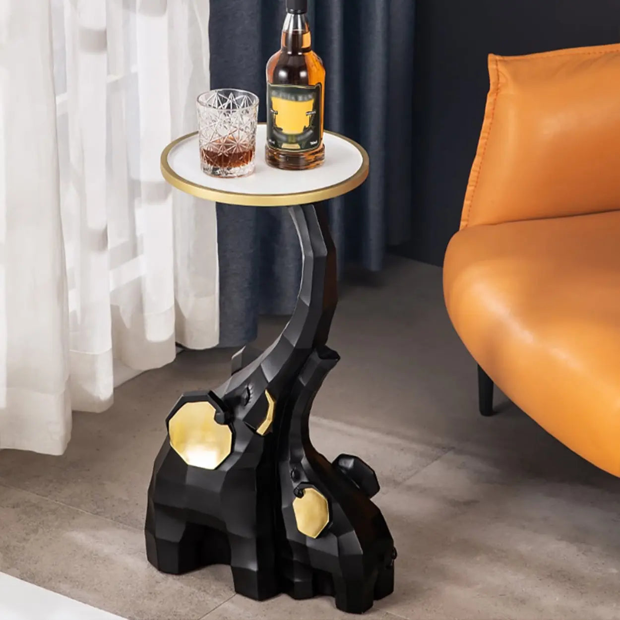 Geometric Elephant Sculptural End Table