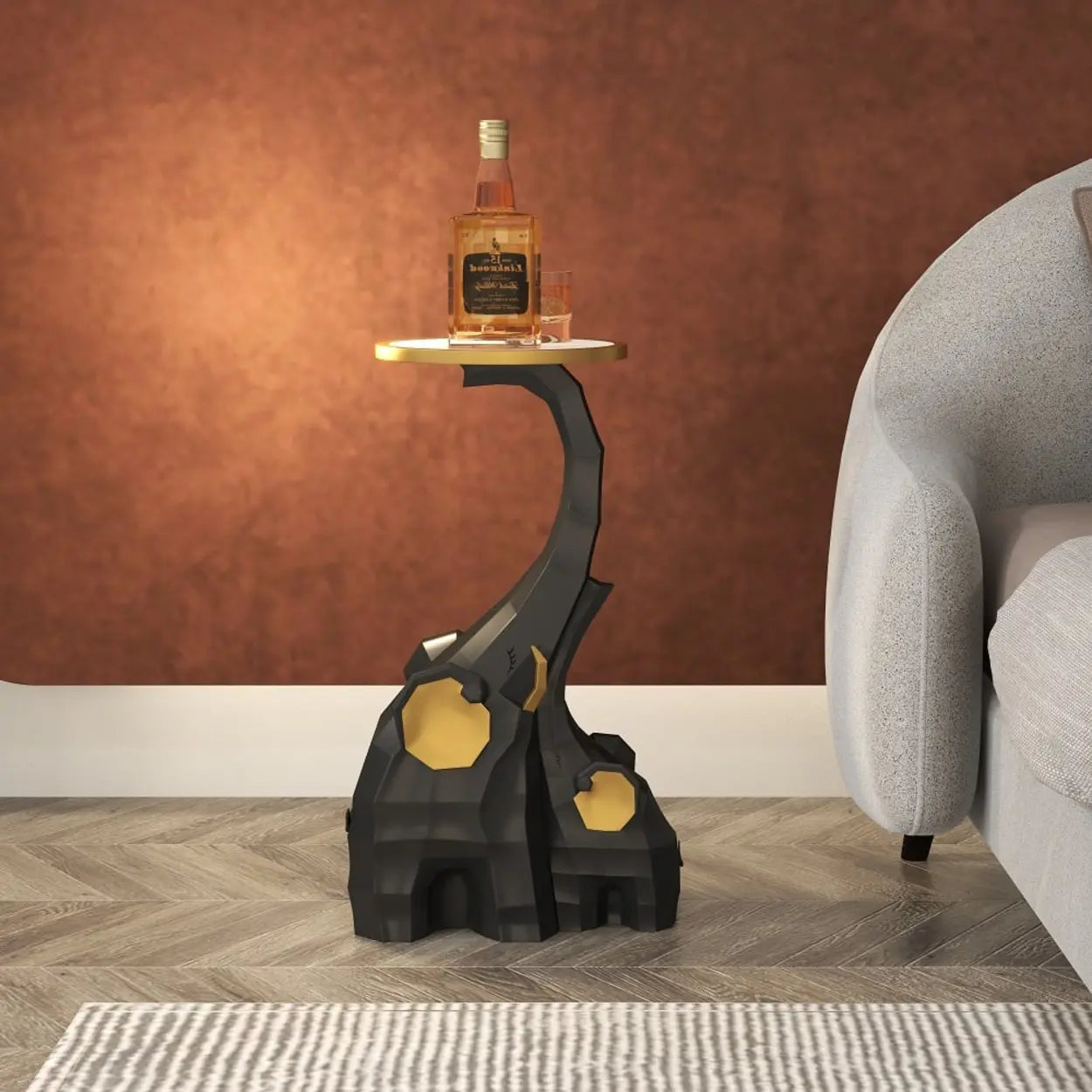 Geometric Elephant Sculptural End Table