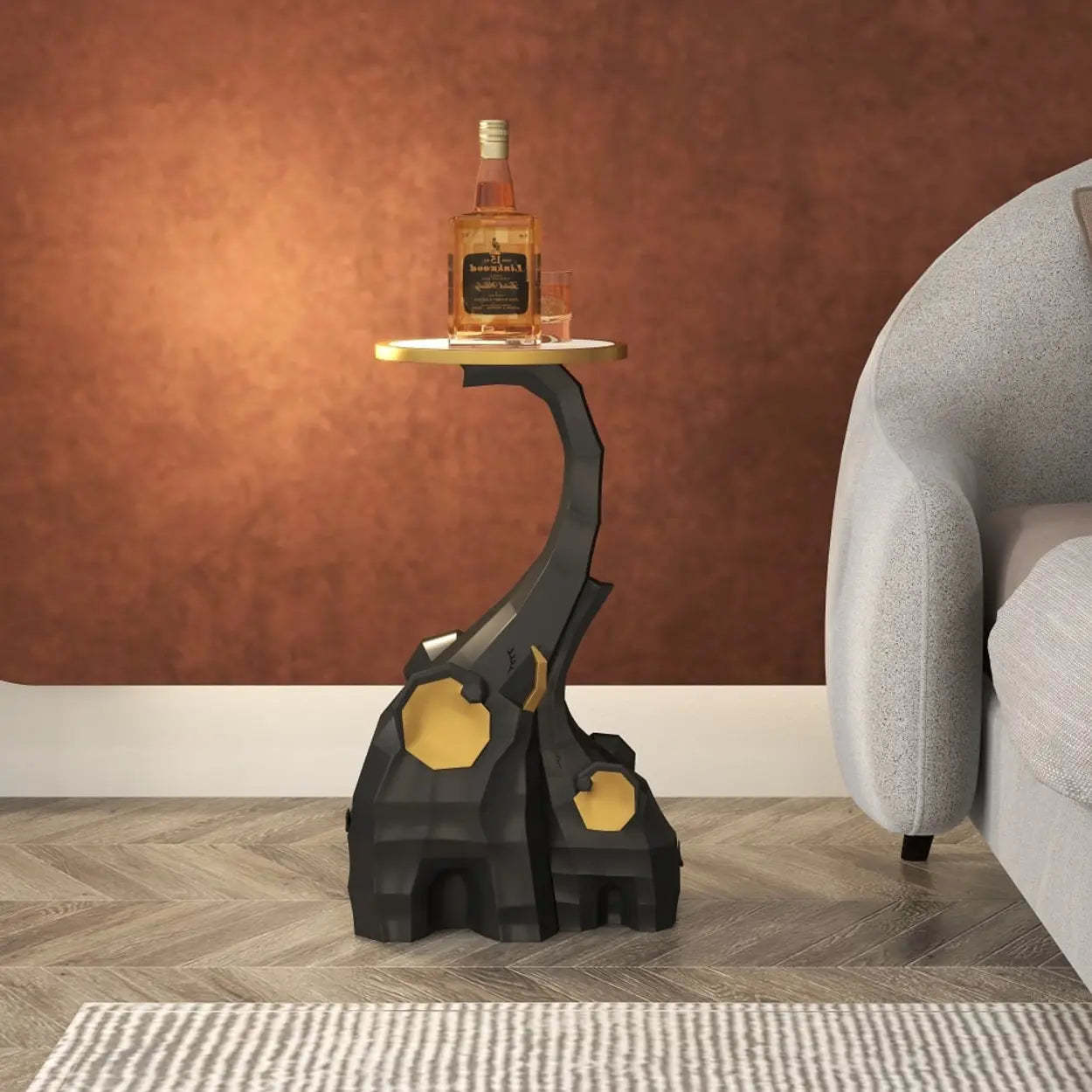 Geometric Elephant Sculptural End Table