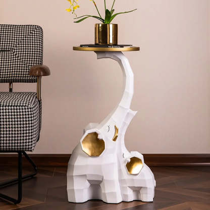 Geometric Elephant Sculptural End Table