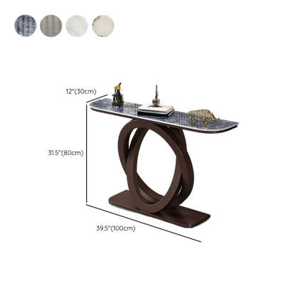 Half-Circle Stone-Top Console Table — Black / Pandora