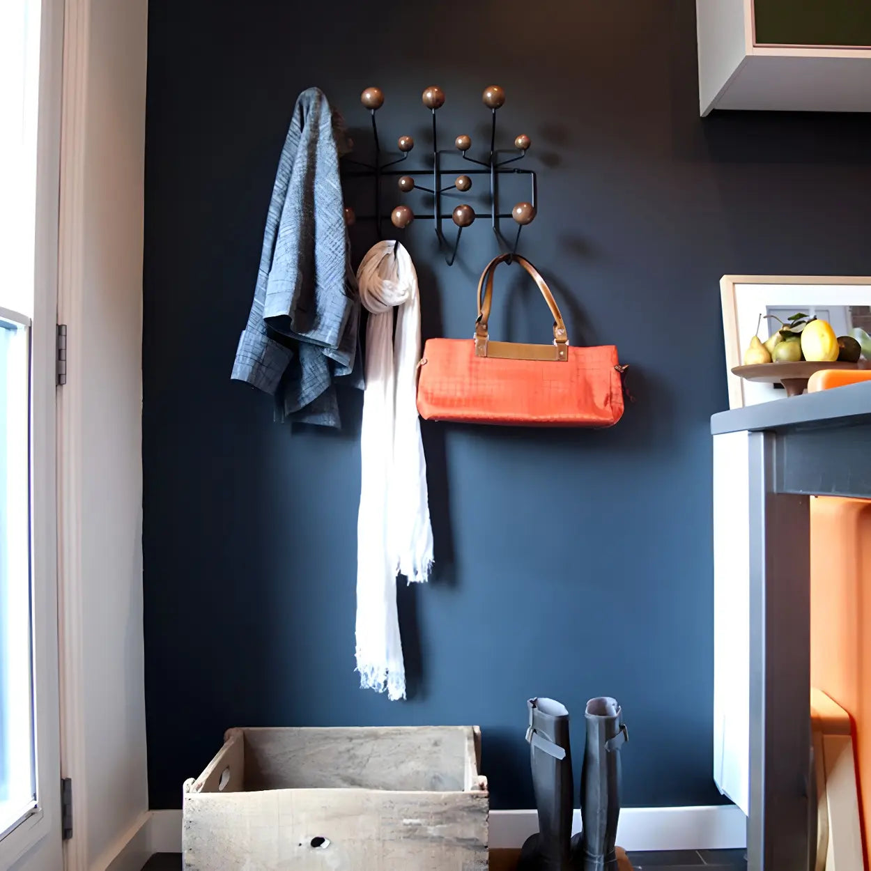 Geometric Metal Wall Mounted Coat Rack — Khaki / 2 Piece Set